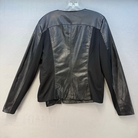 Black Rivet Vegan Leather Jacket Women's L Black GIII Moto Motorcycle Stretch - Picture 3 of 13